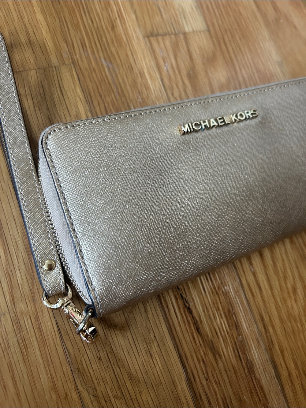 Michael Kors Metallic Gold Wristlet Clutch